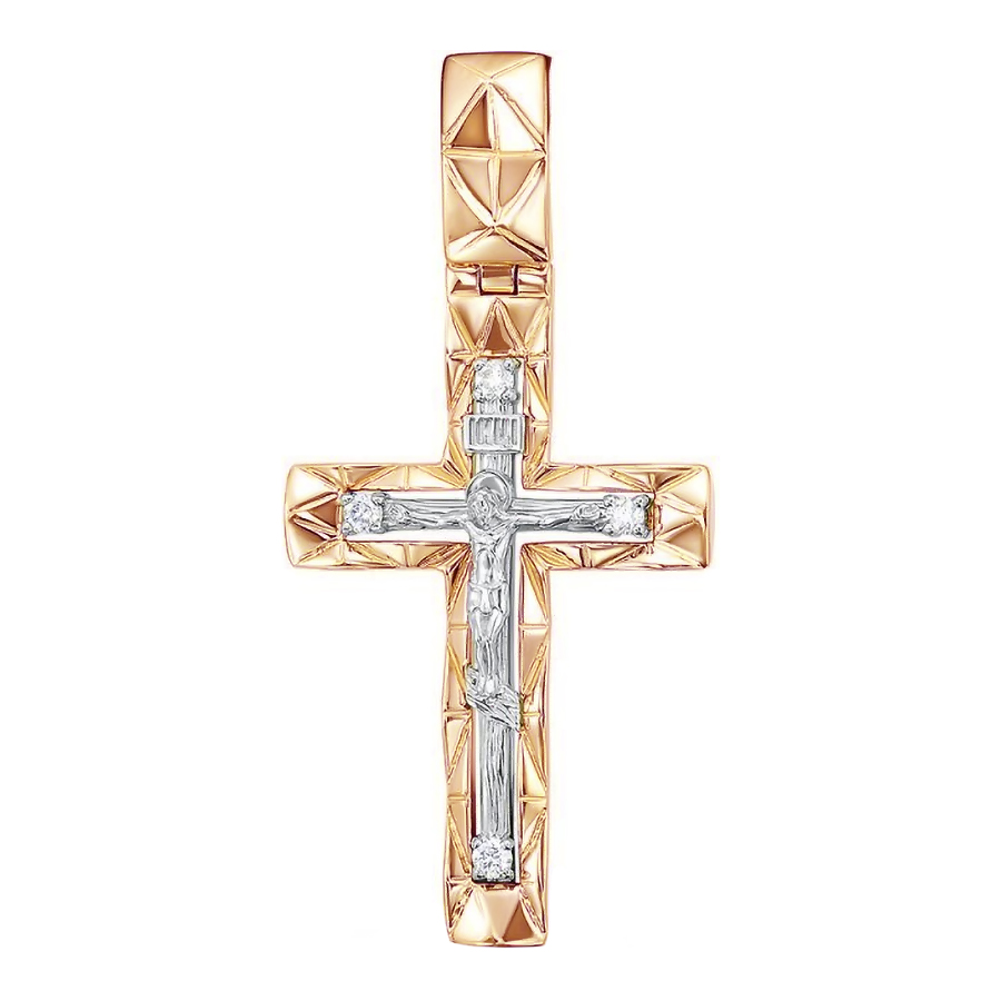Крест, золото, бриллиант, красный, 11-0607
